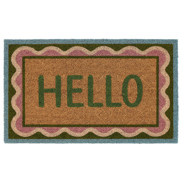 My Mat Printed Coir Hello Scallop - handmade