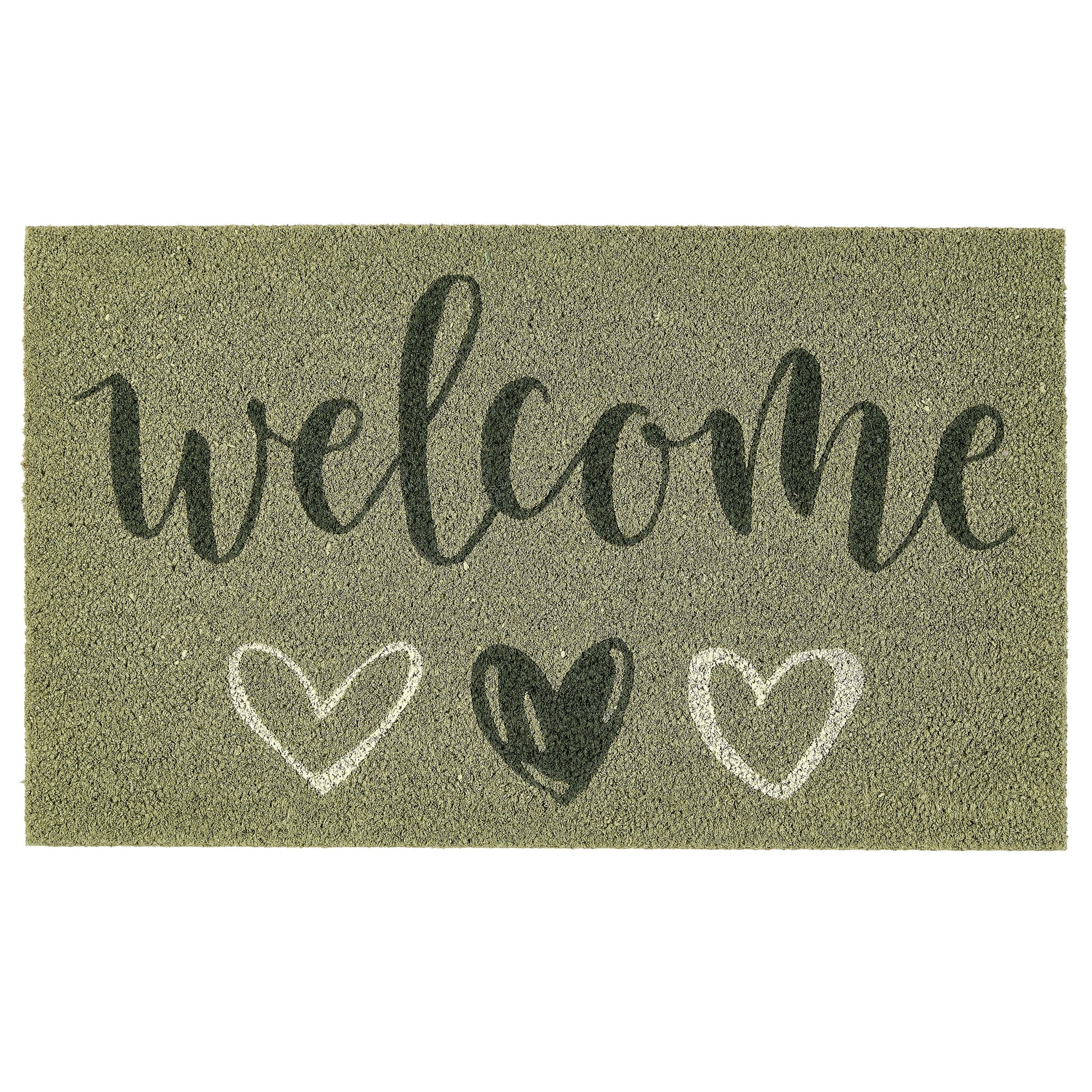 My Mat Printed Coir Welcome Sage - handmade
