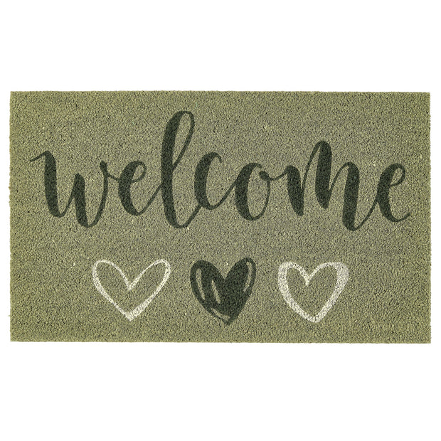 My Mat Printed Coir Welcome Sage - handmade