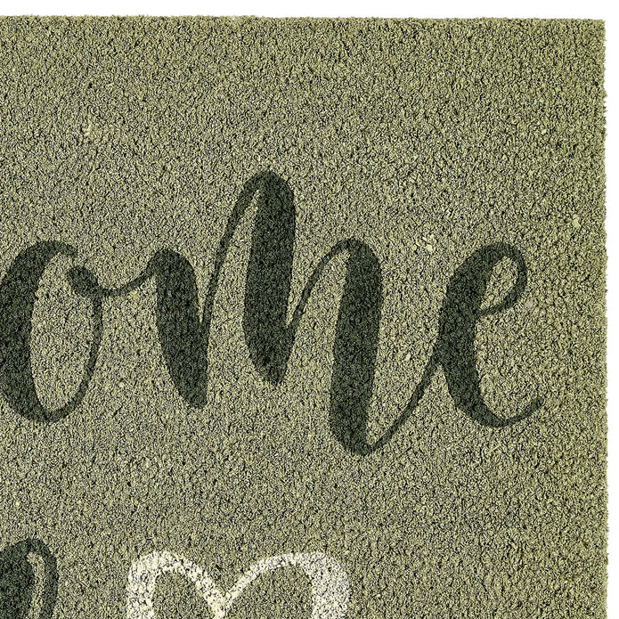 My Mat Printed Coir Welcome Sage - handmade