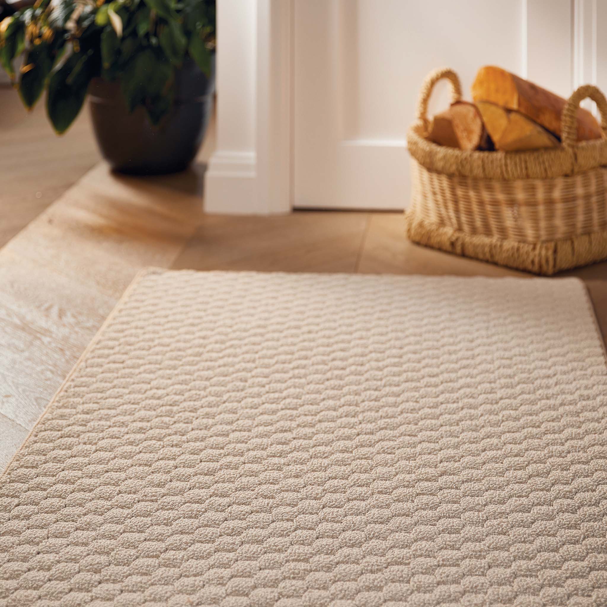 My Mat Sculptured Washable Honeycomb Ivory - handmade