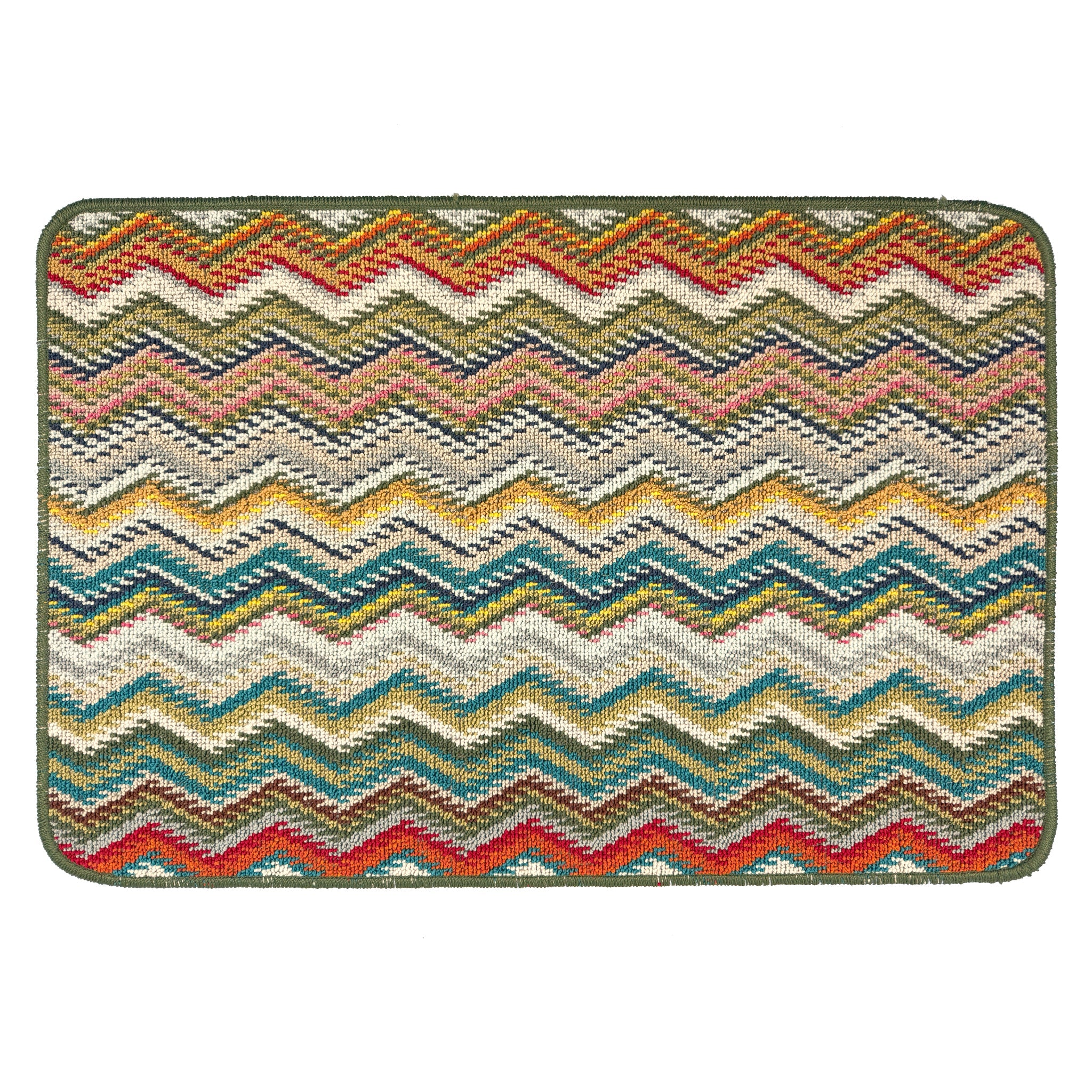 My Mat Stain Resistant Candy Multi Green Zigzag - handmade