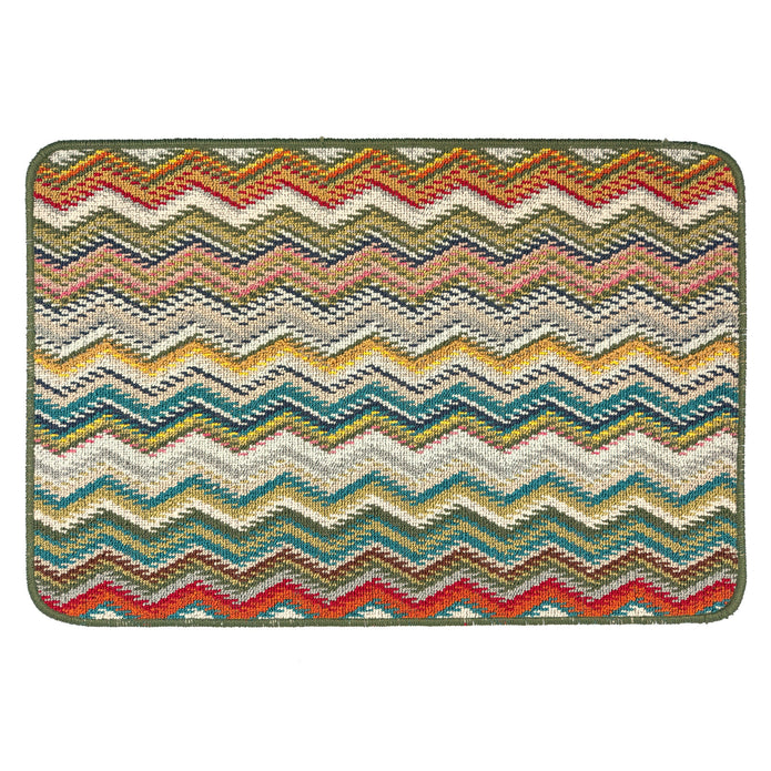 My Mat Stain Resistant Candy Multi Green Zigzag - handmade