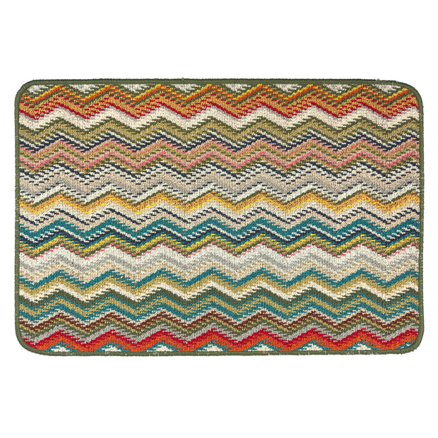 My Mat Stain Resistant Candy Multi Green Zigzag - handmade