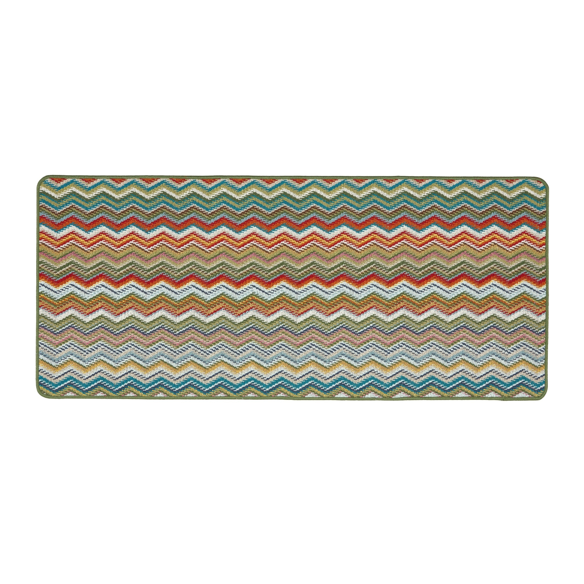 My Mat Stain Resistant Candy Multi Green Zigzag - handmade