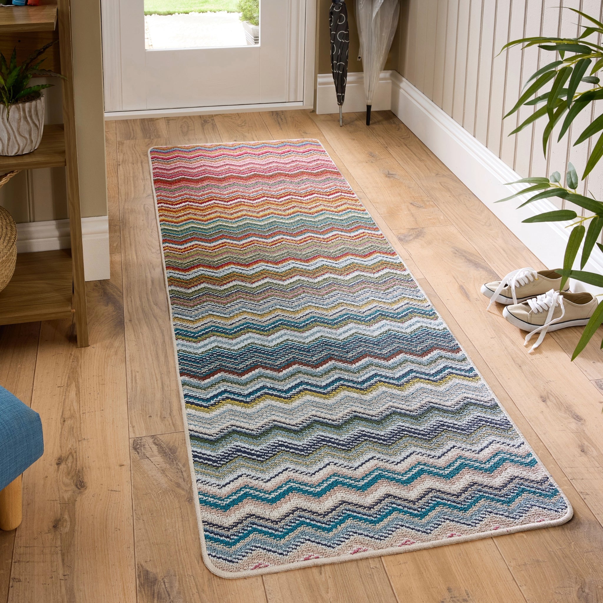 My Mat Stain Resistant Candy Multi Rainbow Zig Zag - handmade