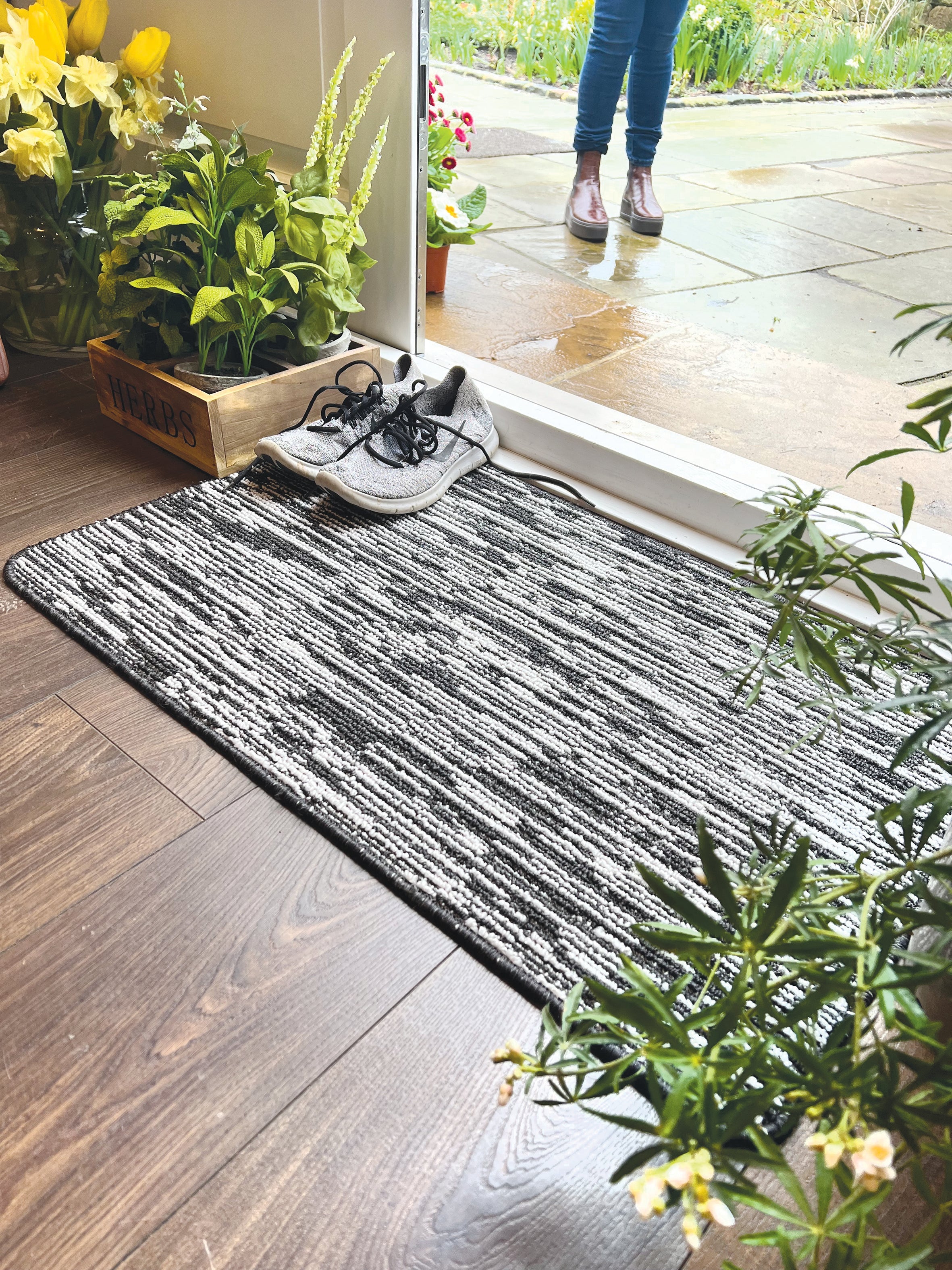 My Mat Stain Resistant Durable - Charcoal Broken Stripe - handmade