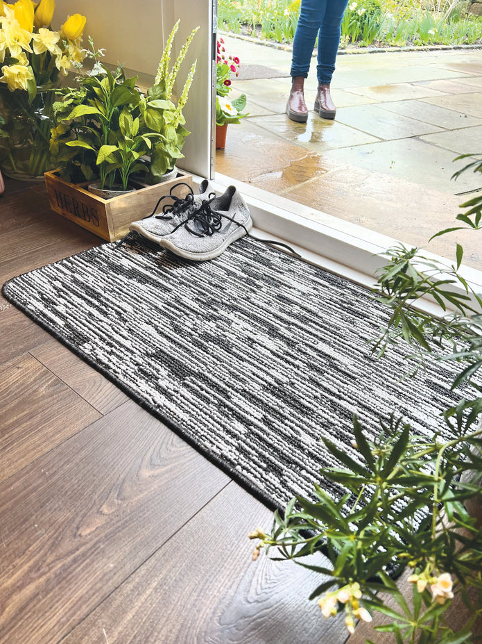 My Mat Stain Resistant Durable - Charcoal Broken Stripe - handmade