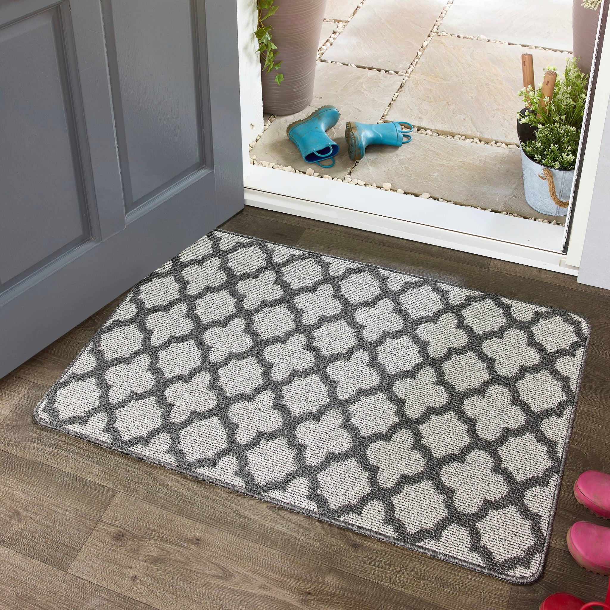 My Mat Stain Resistant Moroccan Tile Silver - handmade