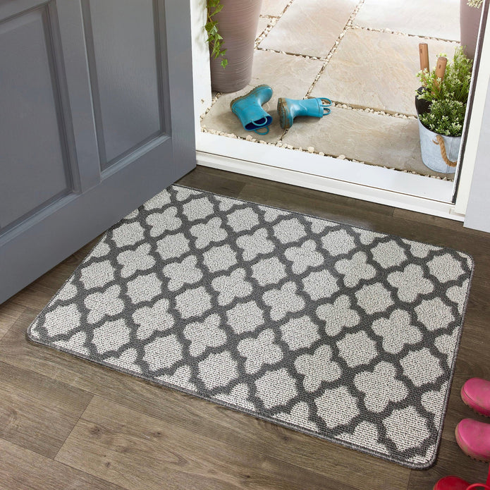 My Mat Stain Resistant Moroccan Tile Silver - handmade