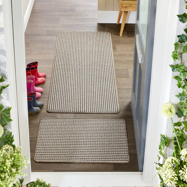 My Mat Stain Resistant Twist Stripe Natural - handmade