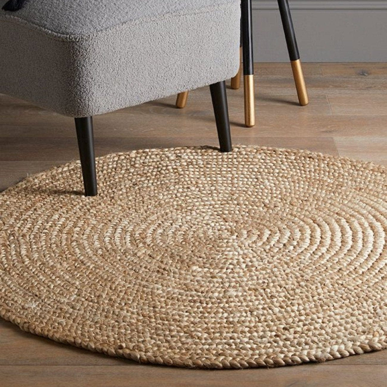 Naturelle Heaton Circle Natural Woven Jute 60 cm DIA Circle / Natural / Coir RUGS_and_MORE 5060623076191