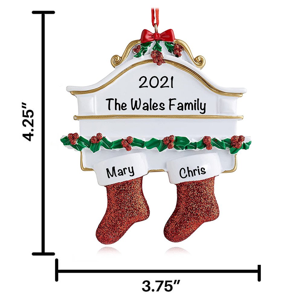Personalised Red Stockings Family Christmas Ornament - handmade Ornament