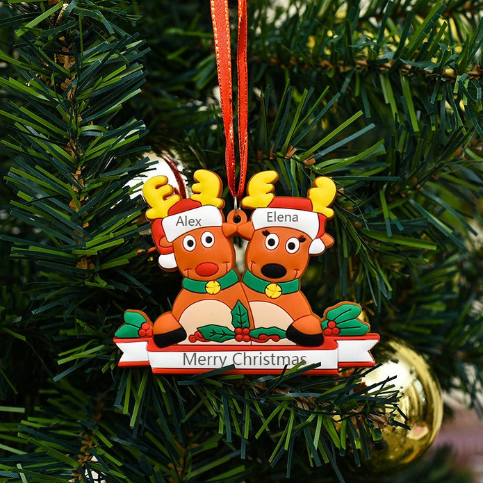 Custom Reindeer Family Christmas Ornament - handmade Ornament
