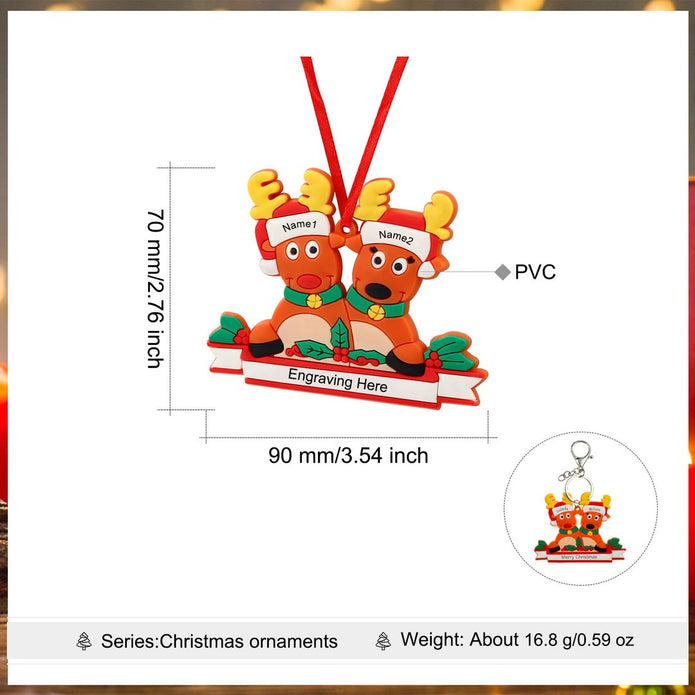 Custom Reindeer Family Christmas Ornament - handmade Ornament