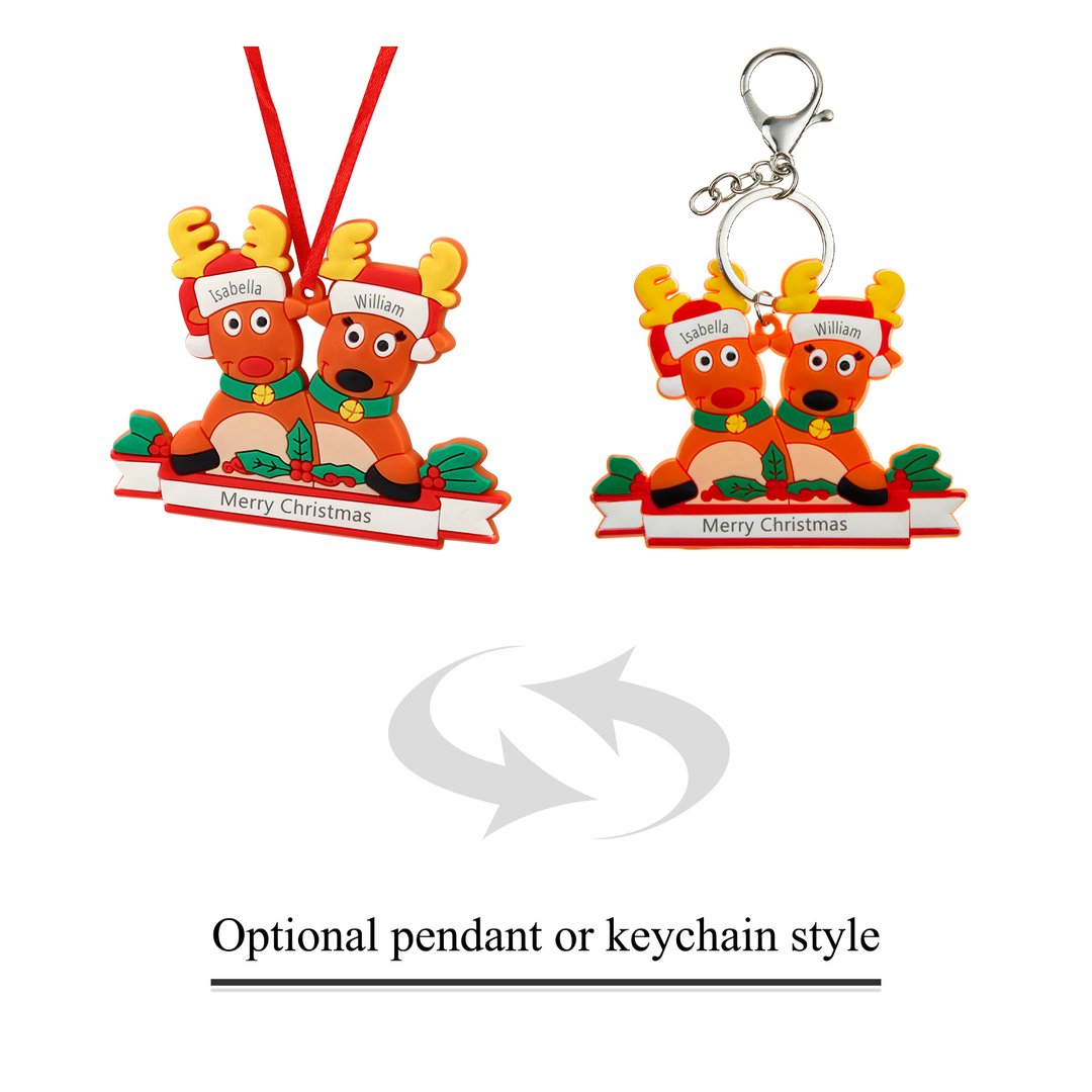 Custom Reindeer Family Christmas Ornament - handmade Ornament