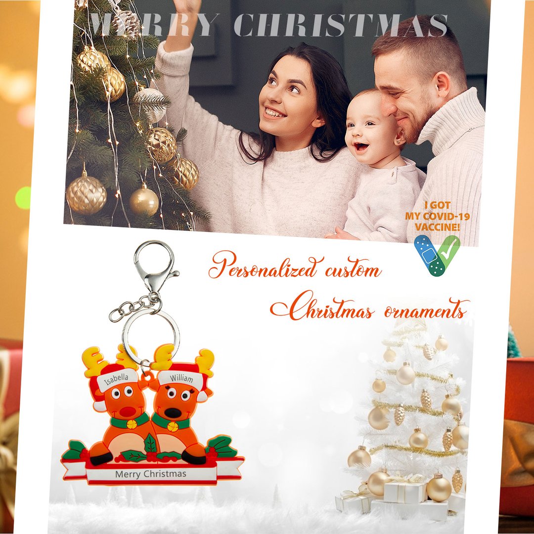 Custom Reindeer Family Christmas Ornament - handmade Ornament