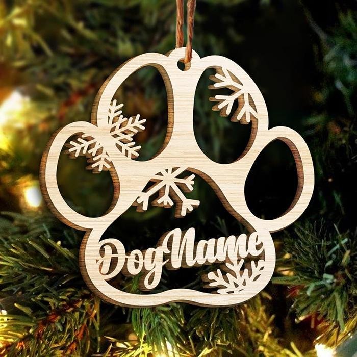 Personalised Wooden Paw Angel Wings Ornament - handmade Ornament