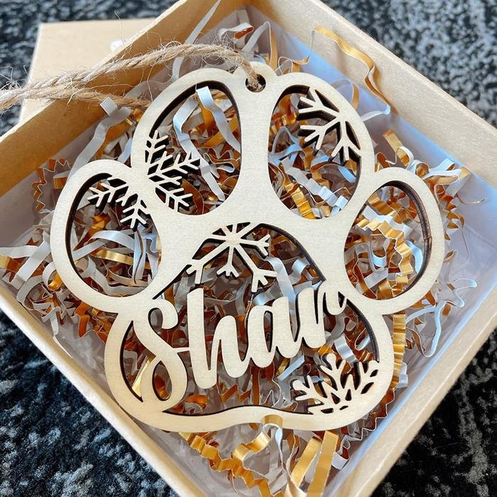 Personalised Wooden Paw Angel Wings Ornament - handmade Ornament