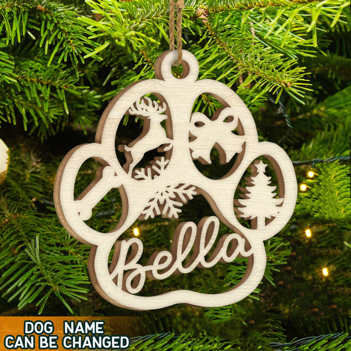 Personalised Wooden Dog Cat Paw Ornament - handmade Ornament