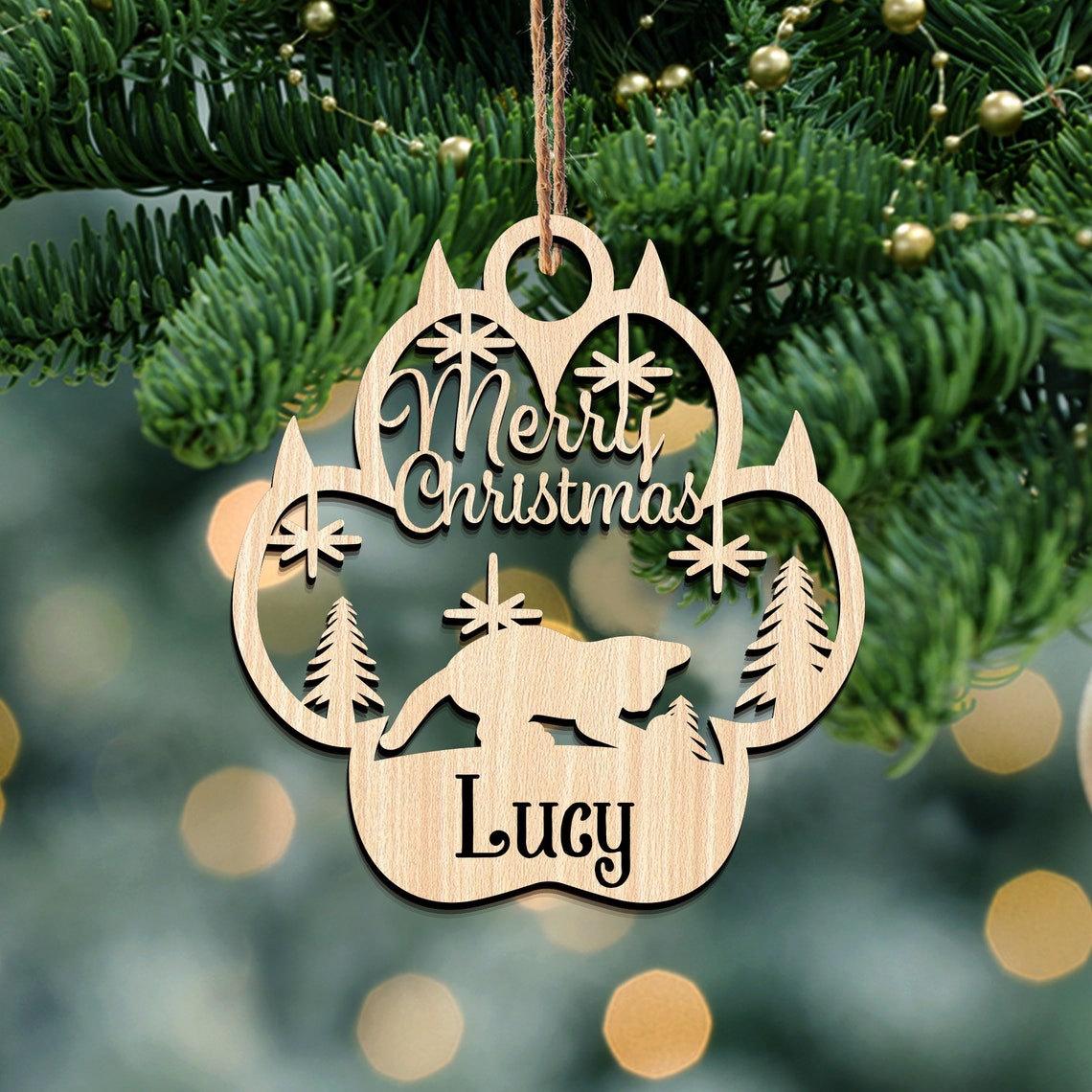 Personalised Wooden Cat Paw Christmas Ornament - handmade Ornament