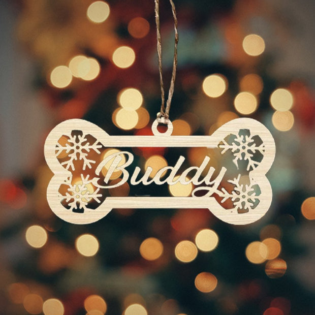 Personalised Wooden Dog Bone Christmas Ornament - handmade Ornament