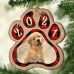 Personalised Dog Paw Wooden Christmas Ornament - handmade Ornament