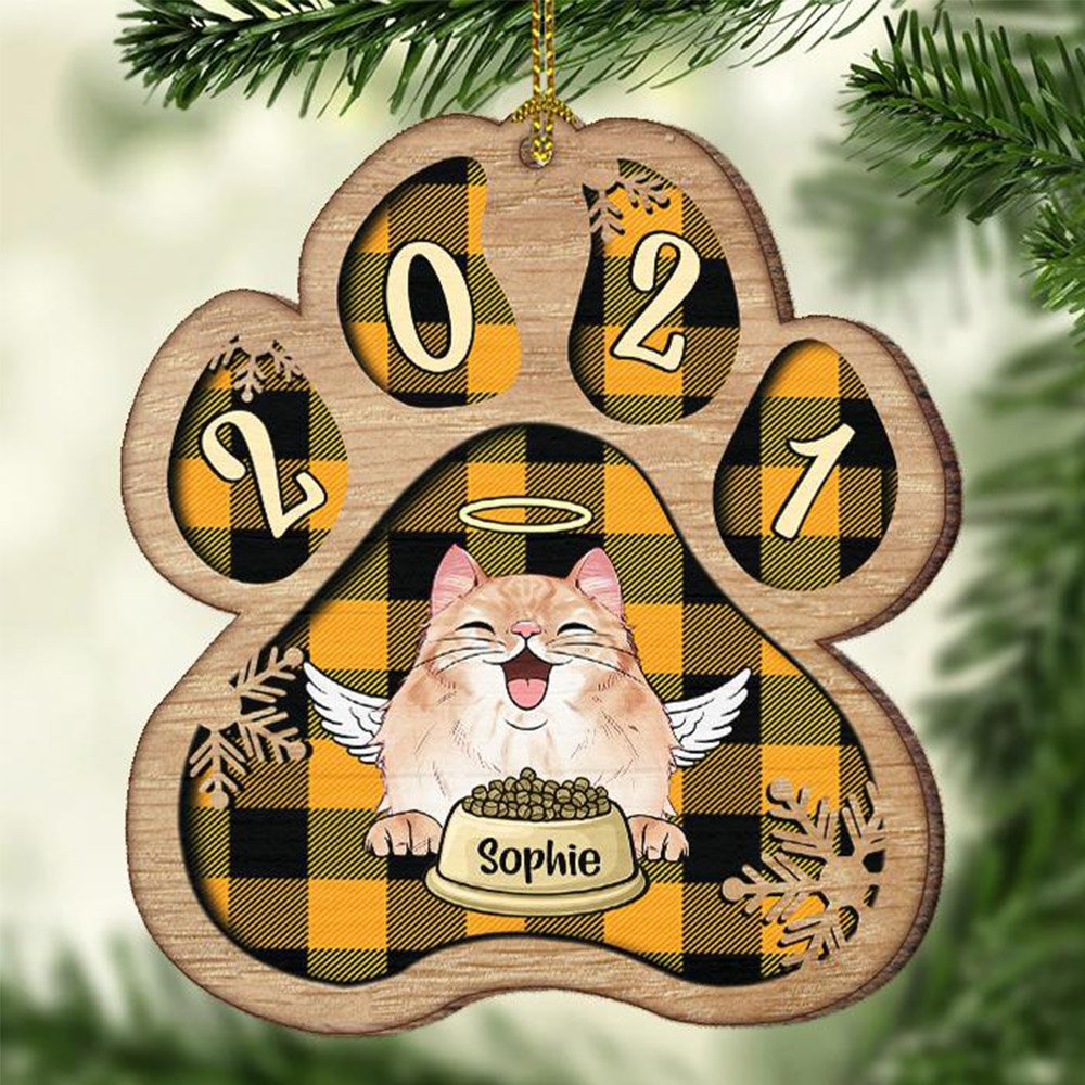 Personalised Dog Paw Wooden Christmas Ornament - handmade Ornament