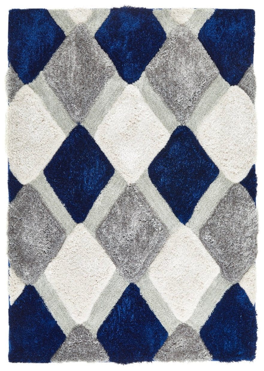 Origins 3D Geo Shaggy Rug rugs 60x110 cm / Navy / Polyester RUGS_and_MORE 5026134595460