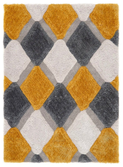 Origins 3D Geo Shaggy Rug rugs 60x110 cm / Ochre / Polyester RUGS_and_MORE 5026134565081