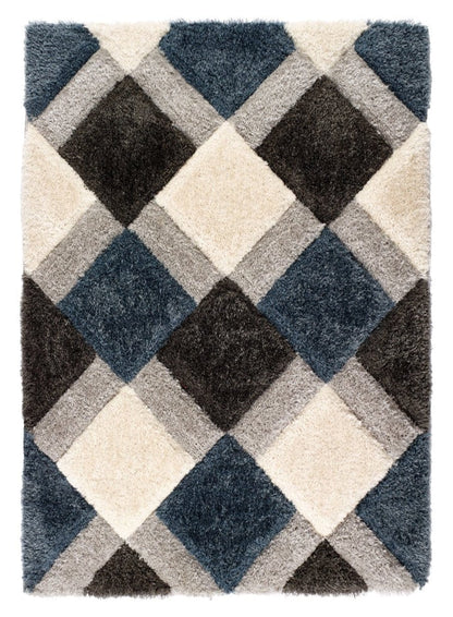 Origins 3D Geo Shaggy Rug rugs 60x110 cm / Petrol Blue / Polyester RUGS_and_MORE 5026134619180