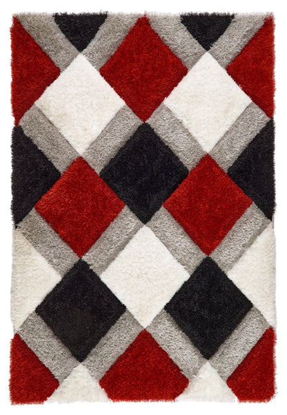 Origins 3D Geo Shaggy Rug rugs 60x110 cm / Red / Polyester RUGS_and_MORE 5026134565128