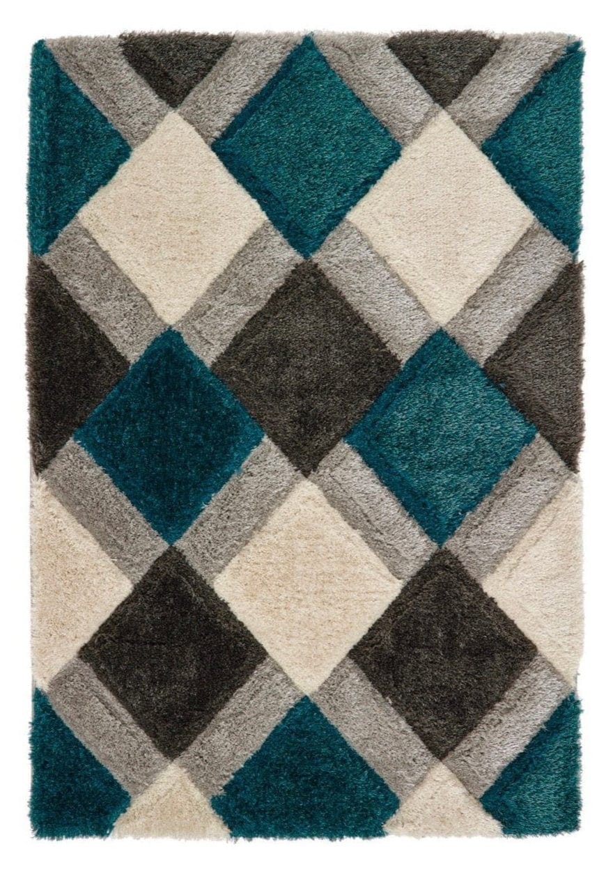 Origins 3D Geo Shaggy Rug rugs 60x110 cm / Teal / Polyester RUGS_and_MORE 5026134619227