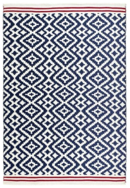 Origins Aztec Washable Rug Handwoven Jacquard Rug 80x150 cm / Navy/Red / Recycle Plastic RUGS_and_MORE 5026134595521