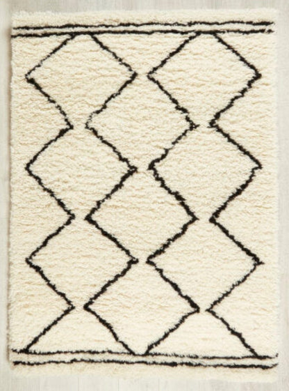 Origins Berber Rug Woven Tufted Rug 80x150 cm / Cream/Black / 100% Wool RUGS_and_MORE 5026134571969