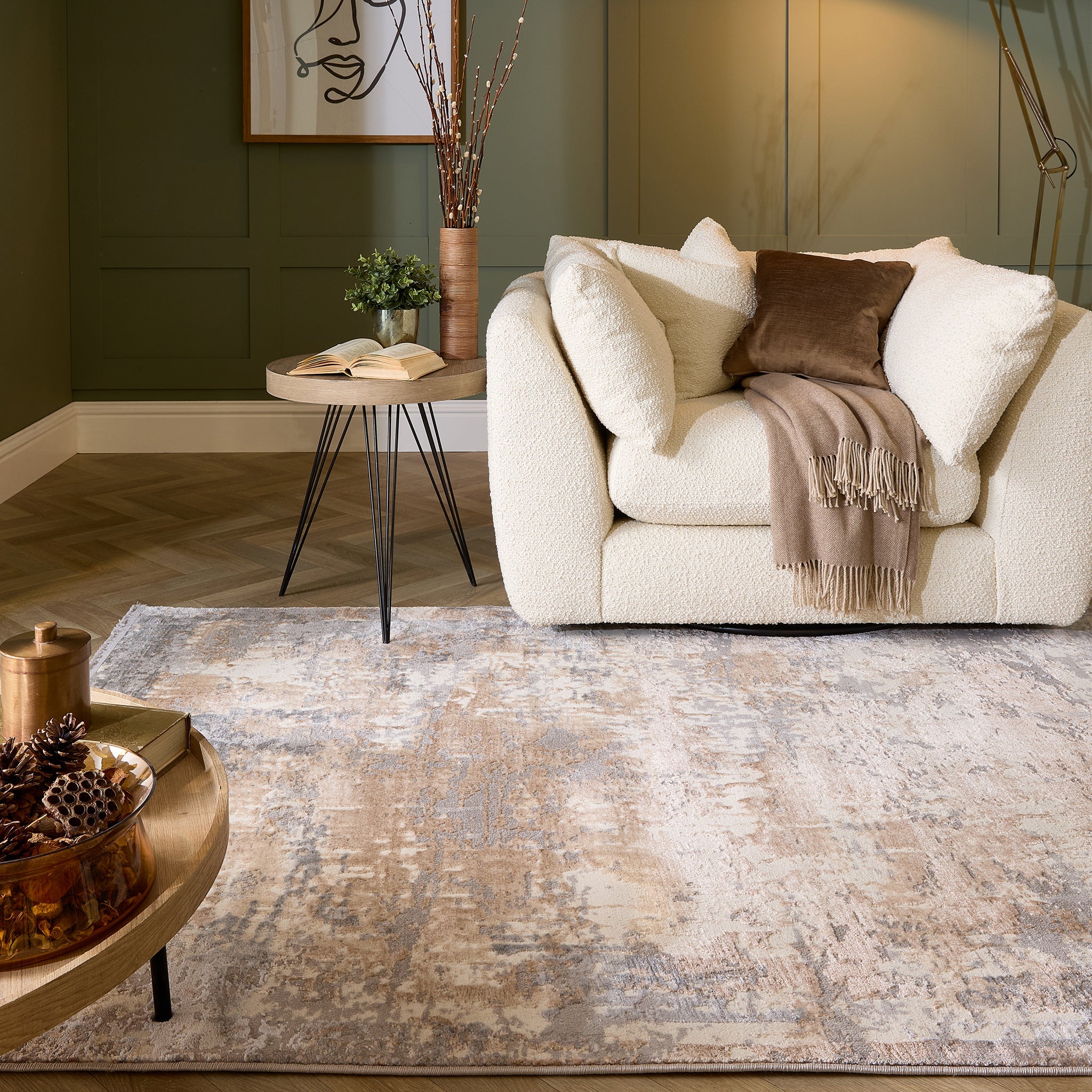 Origins Cosimo Distressed Rug Blue/Grey - handmade