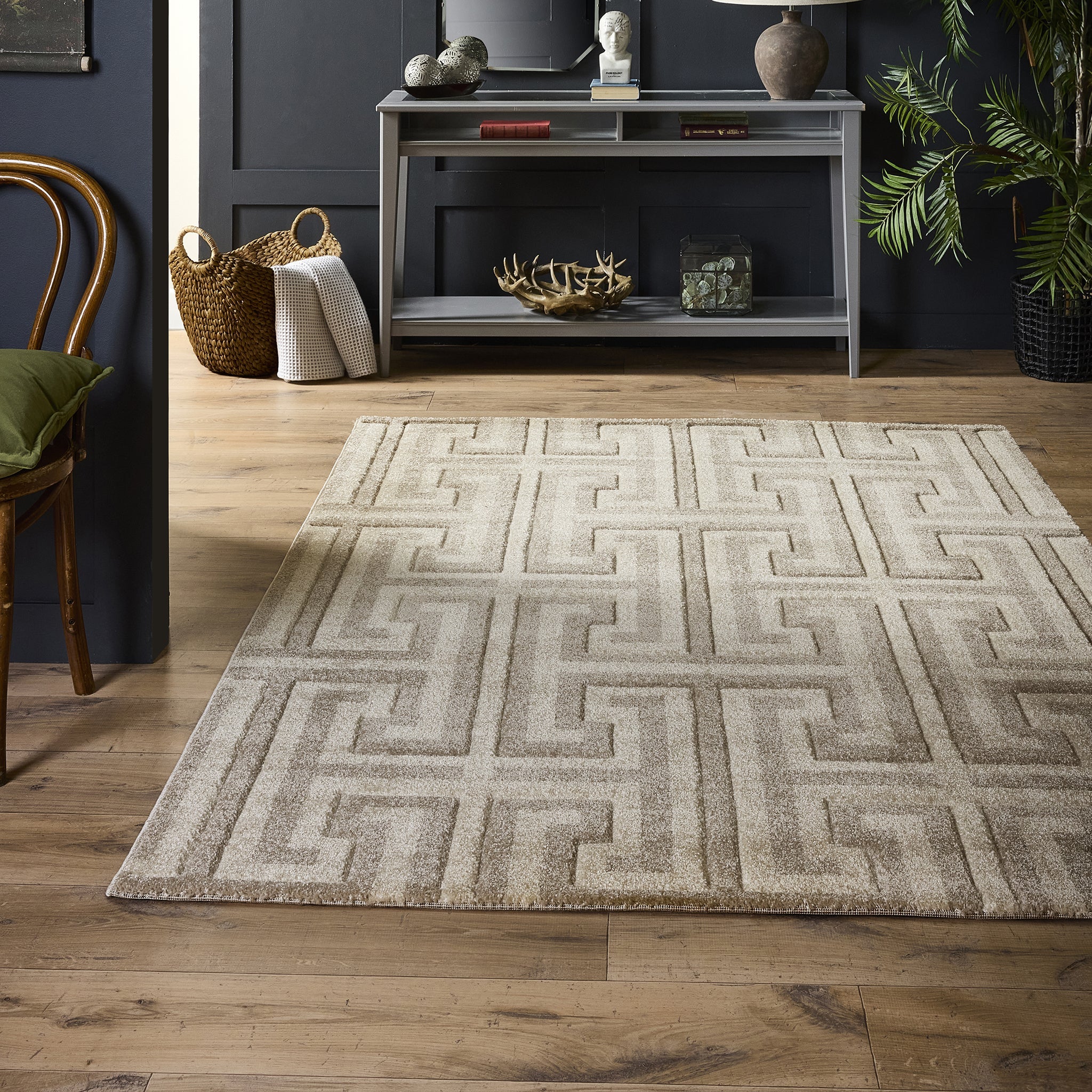 Origins Greek Key Taupe/Beige - handmade