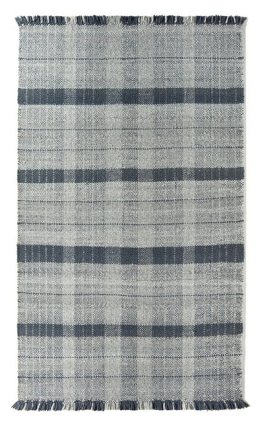 Origins Highland Check Washable Rug Hand woven 80x150 cm / Navy / 100% RECYCLED PET fiber RUGS_and_MORE 5026134567375
