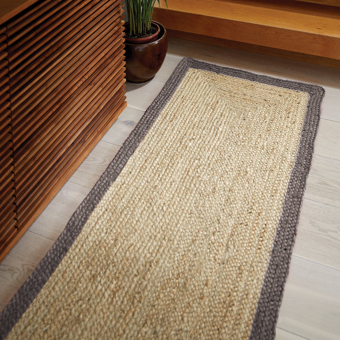 Origins Jute Border Grey - handmade