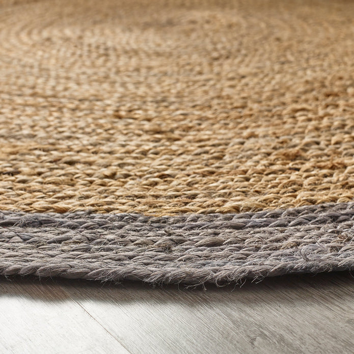 Origins Jute Border Grey - handmade