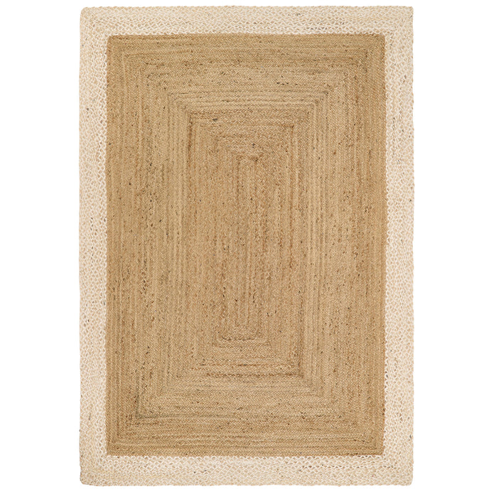 Origins Jute Border Natural White - handmade