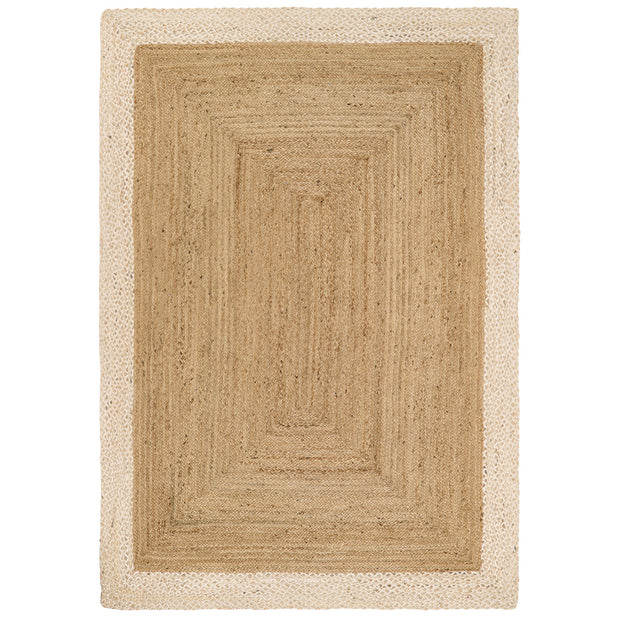 Origins Jute Border Natural White - handmade