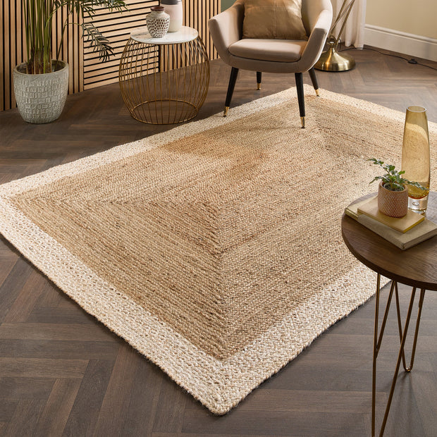 Origins Jute Border Natural White - handmade