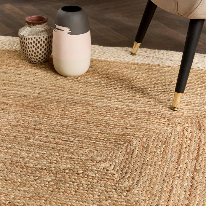 Origins Jute Border Natural White - handmade