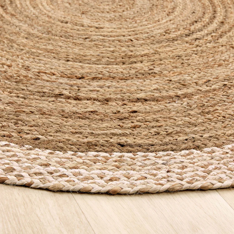 Origins Jute Border Natural White - handmade