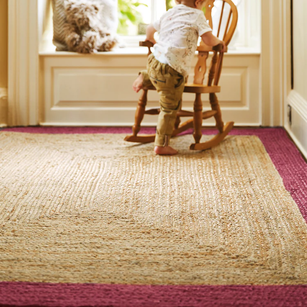 Origins Jute Border Raspberry - handmade