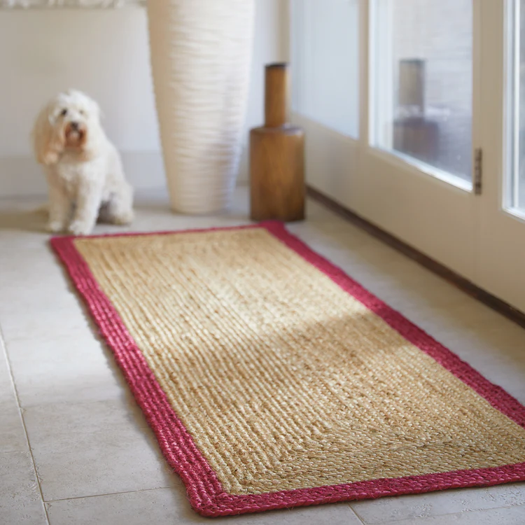 Origins Jute Border Raspberry - handmade