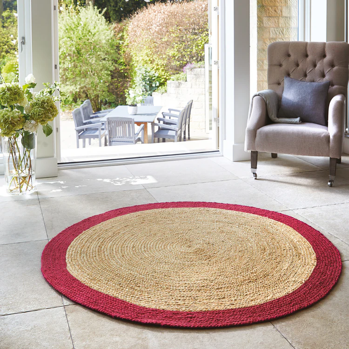 Origins Jute Border Raspberry - handmade