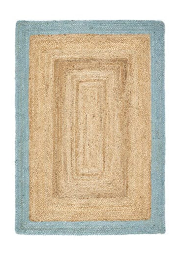 Origins Jute Border Rug Handmade Braid Stitched 80x150 cm / Duck Egg / 100% Jute RUGS_and_MORE 5026134524033