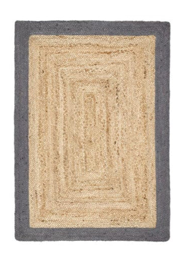 Origins Jute Border Rug Handmade Braid Stitched 80x150 cm / Grey / 100% Jute RUGS_and_MORE 5026134524002